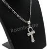 Italian .925 Sterling Silver ANKH CROSS Pendant 5mm Figaro Necklace S01 - Raonhazae