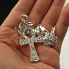 Italian .925 Sterling Silver ANKH CROSS Pendant 5mm Figaro Necklace S01 - Raonhazae