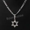 .925 Italian Sterling Silver SIX point STAR OF DAVID Pendant 5mm Figaro Necklace - Raonhazae