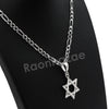 .925 Italian Sterling Silver SIX point STAR OF DAVID Pendant 5mm Figaro Necklace - Raonhazae