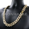 14K Gold Plated Glitter SandBlasted Curb Hex 18mm Cuban Chain - Raonhazae