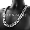 14K White Gold Plated Glitter SandBlasted Curb Hex 18mm Cuban Chain - Raonhazae