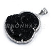 .925 Sterling Silver Smiling Chubby Buddha (Black Jade) Pendant w/ Moon Cut Ball Chain - Raonhazae