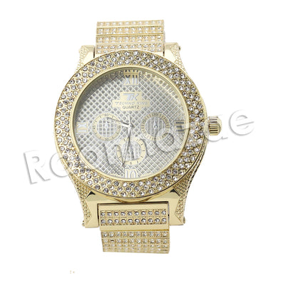 HIP HOP RAONHAZAE 2CHAINZ LUXURY GOLD FINISHED LAB DIAMOND WATCH - Raonhazae