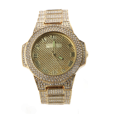 HIP HOP RAONHAZAE YG LUXURY GOLD FINISHED LAB DIAMOND WATCH X2 - Raonhazae