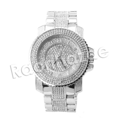 HIP HOP RAONHAZAE LUXURY SILVER FINISHED LAB DIAMOND WATCH - Raonhazae