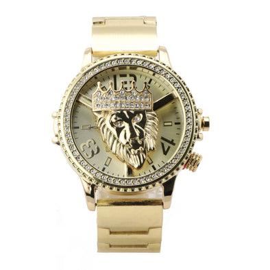 Copy of HIP HOP RAONHAZAE LION FACE LUXURY GOLD FINISHED LAB DIAMOND WATCH X6 - Raonhazae