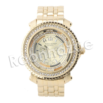 HIP HOP RAONHAZAE MIGOS LUXURY GOLD FINISHED LAB DIAMOND WATCH - Raonhazae