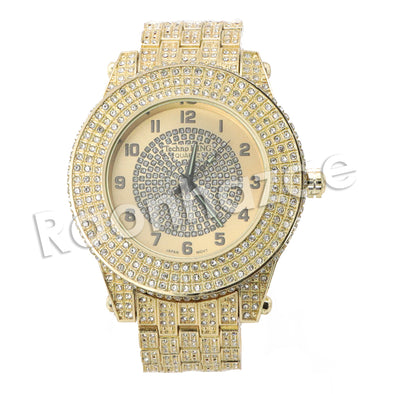 HIP HOP RAONHAZAE BREEZY LUXURY GOLD FINISHED LAB DIAMOND WATCH - Raonhazae