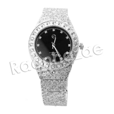 HIPHOP RAONHAZAE SILVER LAB DIAMOND WATCH MIAMI CUBAN CHAIN SX4 - Raonhazae