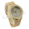 HIP HOP RAONHAZAE GOLD FINISHED LAB DIAMOND WATCH CUBAN CHAIN SET13 - Raonhazae