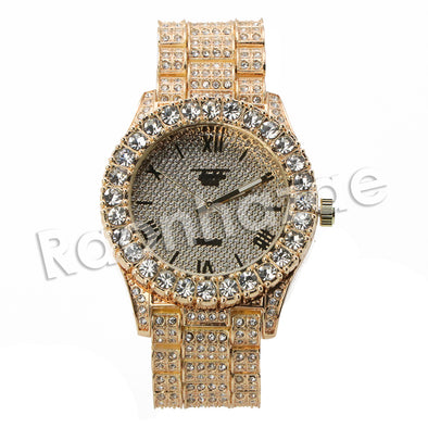 HIP HOP RAONHAZAE TYGA LUXURY GOLD FINISHED LAB DIAMOND WATCH - Raonhazae