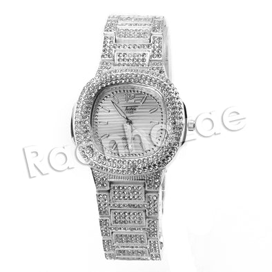 HIP HOP RAONHAZAE LUXURY SILVER FINISHED LAB DIAMOND WATCH - Raonhazae