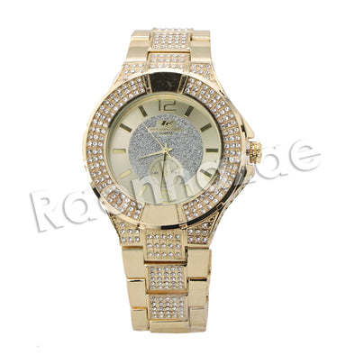 HIP HOP RAONHAZAE DESIIGNER LUXURY GOLD FINISHED LAB DIAMOND WATCH - Raonhazae