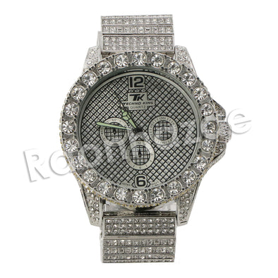 HIP HOP RAONHAZAE LUXURY SILVER FINISHED LAB DIAMOND WATCH - Raonhazae