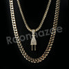Micro Pave Electric Plug Pendant w/ 18" Tennis / 30" Cuban Chain X1 - Raonhazae