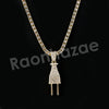 Micro Pave Electric Plug Pendant w/ 18" Tennis / 30" Cuban Chain X1 - Raonhazae