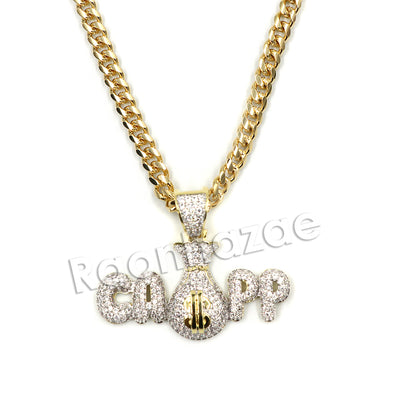 Hiphop Black mafia CAPP dat $$$ Brass Pendant W/ 5mm 18-30 inches Cuban Chain - Raonhazae