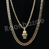 Micro Pave Microphone Pendant w/ 18" Tennis / 30" Cuban Chain X7 - Raonhazae