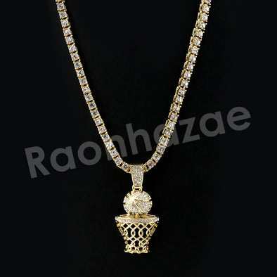 Micro Pave Microphone Pendant w/ 18" Tennis / 30" Cuban Chain X7 - Raonhazae