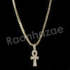 Micro Pave Pharaoh Ankh Cross Pendant w/ 18" Tennis / 30" Cuban Chain - Raonhazae