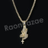 Micro Pave Jesus Praying Hands Pendant w/ 18" Tennis / 30" Cuban Chain - Raonhazae