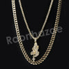 Micro Pave Jesus Praying Hands Pendant w/ 18" Tennis / 30" Cuban Chain - Raonhazae