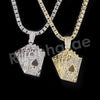 Micro Pave Playing Cards Pendant w/ 18" Tennis / 30" Cuban Chain - Raonhazae