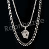 Micro Pave Playing Cards Pendant w/ 18" Tennis / 30" Cuban Chain - Raonhazae