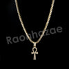 Micro Pave Ankh Cross Pendant w/ 18" Tennis / 30" Cuban Chain - Raonhazae