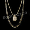 Micro Pave Hexagon Dogtag Pendant w/ 18" Tennis / 30" Cuban Chain - Raonhazae