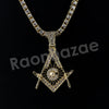 Micro Pave Freemasonic Icon Pendant w/ 18" Tennis / 30" Cuban Chain - Raonhazae