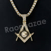 Micro Pave Freemasonic Icon Pendant w/ 18" Tennis / 30" Cuban Chain - Raonhazae