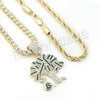 GOLD MONEY TREE PENDANT W/ 24" ROPE /18" TENNIS CHAIN NECKLACE S12 - Raonhazae
