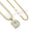 D INITIAL BUBBLE PENDANT W/ 24" MIAMI CUBAN /18" TENNIS CHAIN NECKLACE - Raonhazae