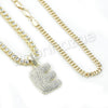 E INITIAL BUBBLE PENDANT W/ 24" MIAMI CUBAN /18" TENNIS CHAIN NECKLACE - Raonhazae
