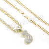 J INITIAL BUBBLE PENDANT W/ 24" MIAMI CUBAN /18" TENNIS CHAIN NECKLACE - Raonhazae