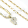 P INITIAL BUBBLE PENDANT W/ 24" MIAMI CUBAN /18" TENNIS CHAIN NECKLACE - Raonhazae