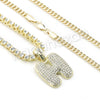 H INITIAL BUBBLE PENDANT W/ 24" MIAMI CUBAN /18" TENNIS CHAIN NECKLACE - Raonhazae