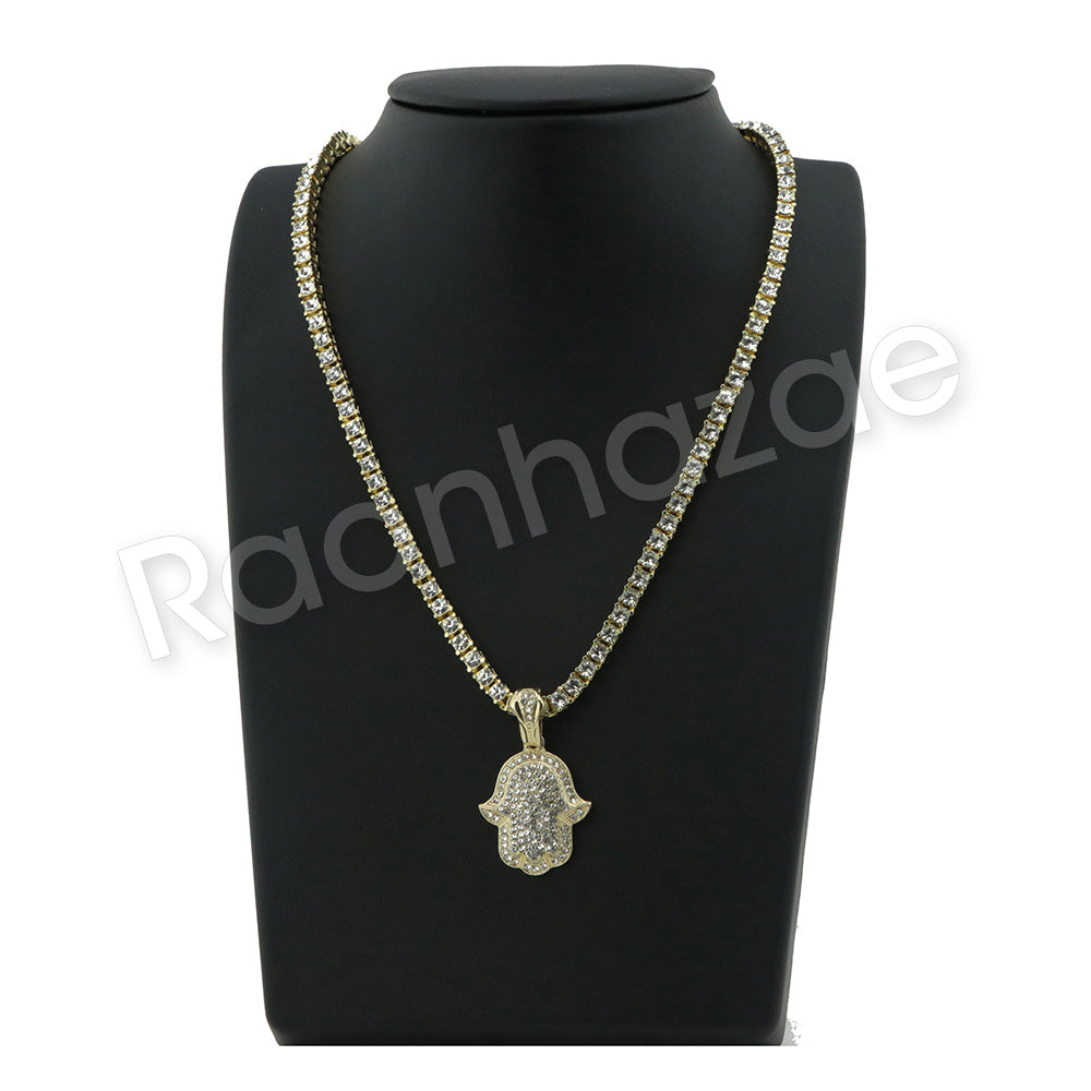 Hamsa Rope Chain GOLD HAMSA HAND PENDANT W/ 24