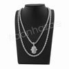 HANDS OF HAMSA SILVER PENDANT W/ 24" ROPE /18" TENNIS CHAIN NECKLACE - Raonhazae