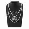 BLACK WEALTH SILVER PENDANT W/ 24" ROPE /18" TENNIS CHAIN NECKLACE - Raonhazae