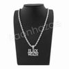 BLACK WEALTH SILVER PENDANT W/ 24" ROPE /18" TENNIS CHAIN NECKLACE - Raonhazae