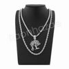 MONEY TREE SILVER PENDANT W/ 24" ROPE /18" TENNIS CHAIN NECKLACE - Raonhazae