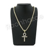 GOLD ANKH CROSS PENDANT W/ 24" ROPE /18" TENNIS CHAIN NECKLACE S111 - Raonhazae