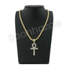 GOLD ANKH CROSS PENDANT W/ 24" ROPE /18" TENNIS CHAIN NECKLACE S111 - Raonhazae