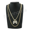 M INITIAL BUBBLE PENDANT W/ 24" MIAMI CUBAN/18" TENNIS CHAIN NECKLACE - Raonhazae