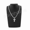 SILVER T INITIAL BUBBLE PENDANT W/ 24" MIAMI CUBAN /18" TENNIS NECKLACE - Raonhazae