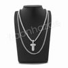 SILVER T INITIAL BUBBLE PENDANT W/ 24" MIAMI CUBAN /18" TENNIS NECKLACE - Raonhazae