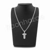 SILVER T INITIAL BUBBLE PENDANT W/ 24" MIAMI CUBAN /18" TENNIS NECKLACE - Raonhazae